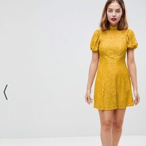 ASOS Mini Lace Dress in Yellow Size 0